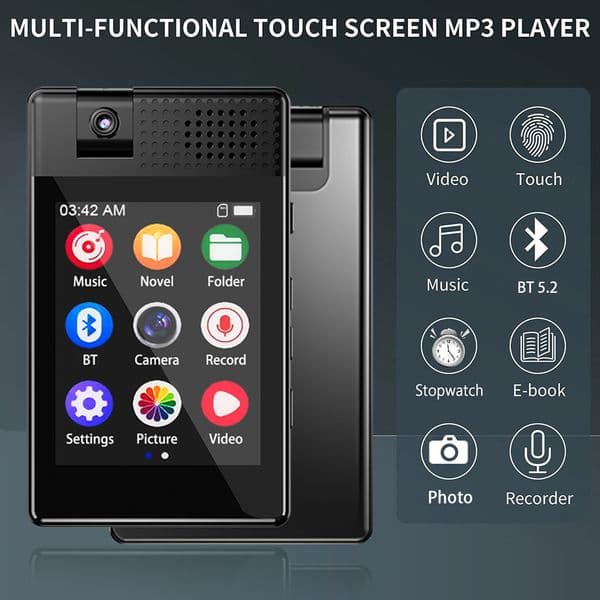 Bluetooth 5.3 MP3 Music Player 8GB 16GB 2.5-inch Touch Screen HIFI Walkman Portable Music Player With FM/E-book/Pedometer