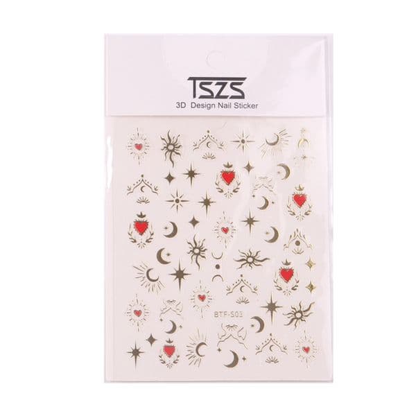 TSZS 1PC 3D Nail Stickers Red Heart Love Irregular Design Nail Art Decorations Heart Decals Manicure Accessories