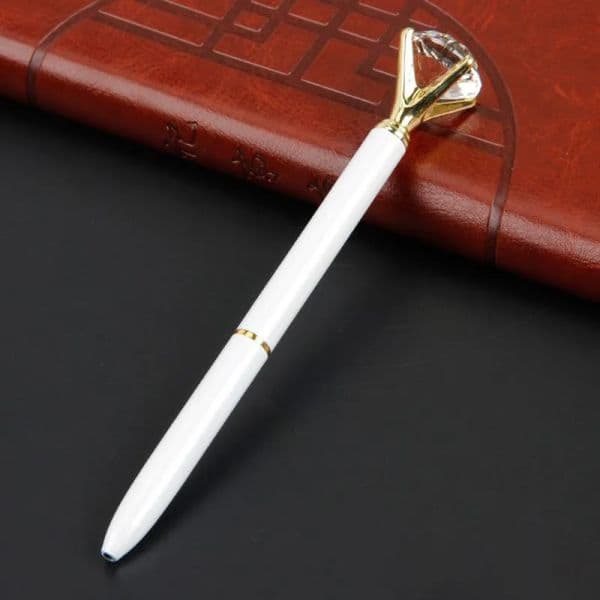 Crystal Glass Kawaii Ballpoint Pen Big Gem Ball Pen With Large Diamond Fashion School Office Supplies wholesale