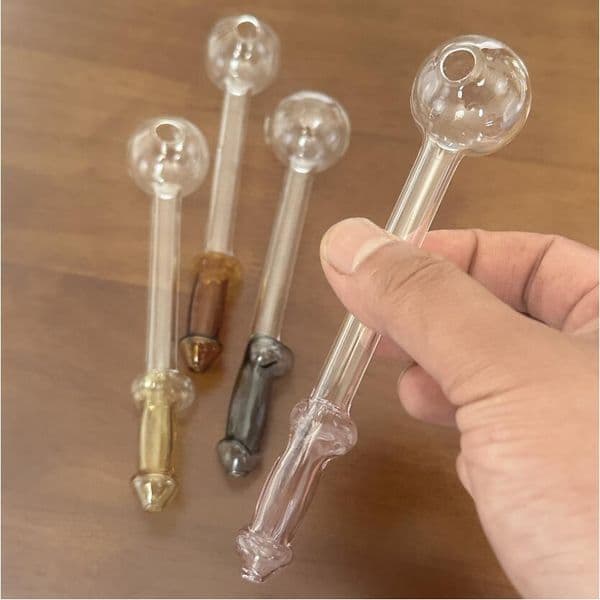 Manual production 5.5 Inch Pink Oil Burner Glass Pipe Glass Water Bongs 4 Colors Glass Tobacco Smoking Accessories