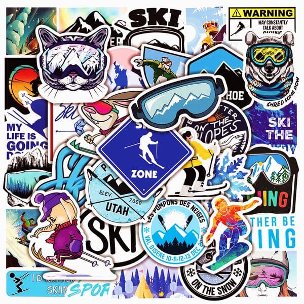 Metal Fidget Toy Cool Skiing Snow Mountain Stickers Fridge Suitcase Car Laptop Snowboard Graffiti Extreme Sport Ski Vinyl fidget cube Decals Edc