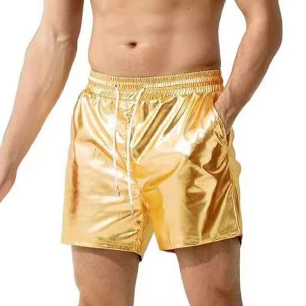 2024 Summer New Bright Leather Three Color Men's European Beach Casual Shorts M524 24 ddmymarket