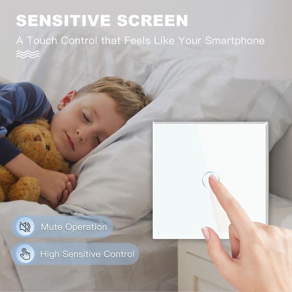 BSEED 1/2/3Gang Touch Switches 1Way Wall Light Switch With French Sockets USB Type-c Interfaces Glass Panel 2025 new Blue Backlight