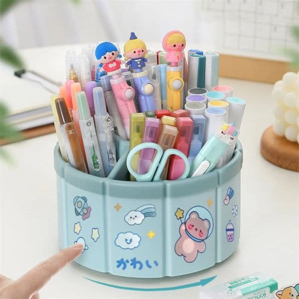Ferris wheel six compartments rotating pen holder cosmetic brush storage box large capacity multifunctional desktop arrange box