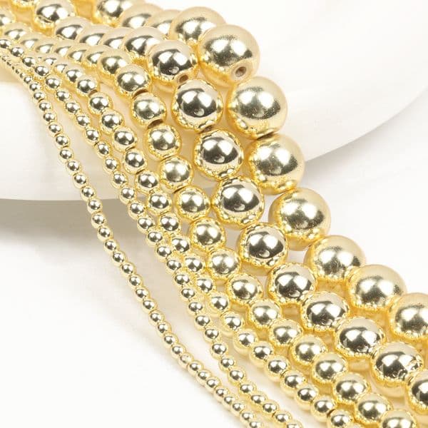 2/3/4/6/8/10mm Natural Stone Gold Plated Hematite Beads Round Loose Beads Jewelry Making Accessories Diy Bracelet
