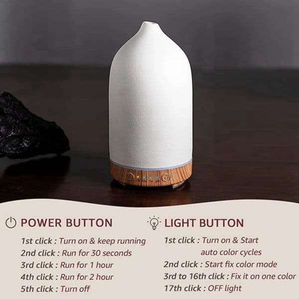 250ML Aromatherapy Essential Oil Diffuser Air Humidifier Cool Ceramic Diffuser With 7 Color LED Lights Fit For Home-US Plug