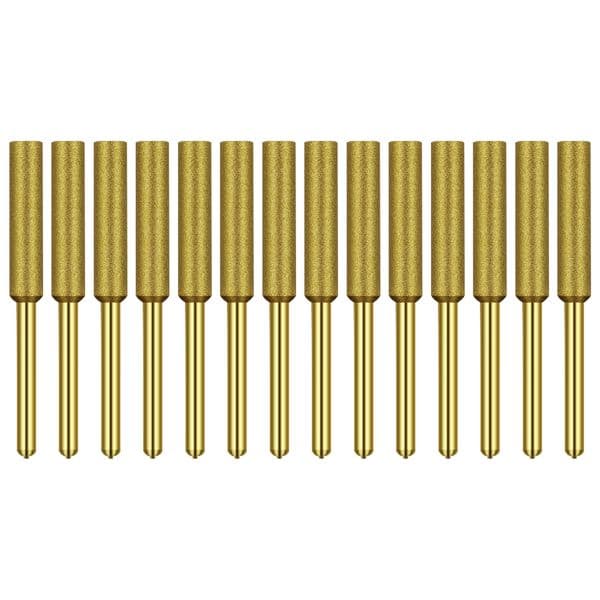Diamond Chainsaw Sharpener Titanium Plated Burr Stone File Diamond Sharpening Wheels for Chain Saw Stone 12 Pcs 3/16 Inch