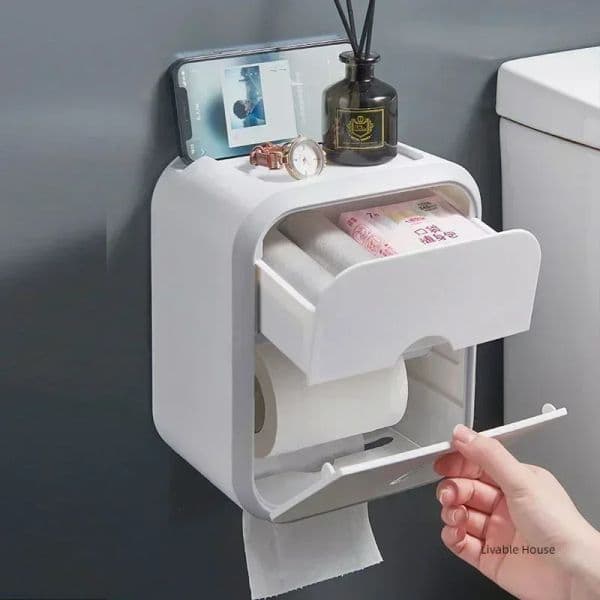 Toilet Paper Holder Box holder Bathroom Rack 2025 Waterproof Reel Tissue Storage Box Punch-free new Kitchen Bathroom Storage Holder