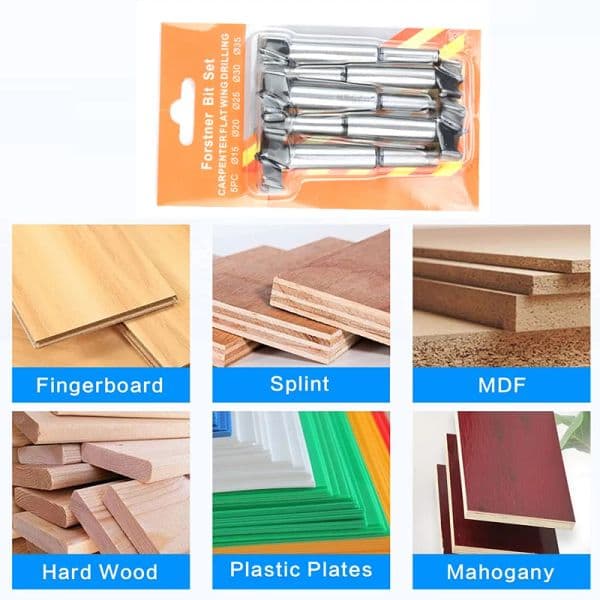 5Pcs Forstner Drill Bit Wood Drill Bit Self Centering Hole Saw Cutter Wood Hole Drilling Tools Forstner Drill Bit Woodworking