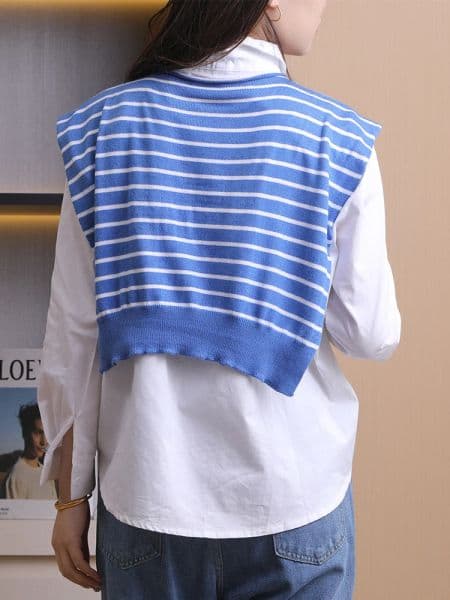 New 2025 Trend Striped Square new Shawl Women Perfect Accs Wool Imitate-Cardigan Cape Casual Sleeved Neck Scarf Warm Cappa Soft Light