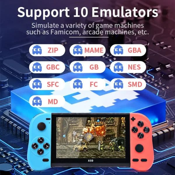 New Arrival X50 X50max Dual Joystick Handheld Game Console 5.1 Inch H-D Screen 8g Built In 6800+ Games Support Tv Output Gift