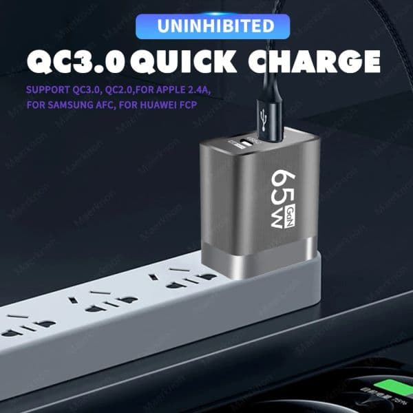 USB PD Charger 65W GaN Charger Quick Charge 3.0 Phone Charge Adapter For iPhone 14 Pro Xiaomi Samsung Huawei USB C Wall Charger