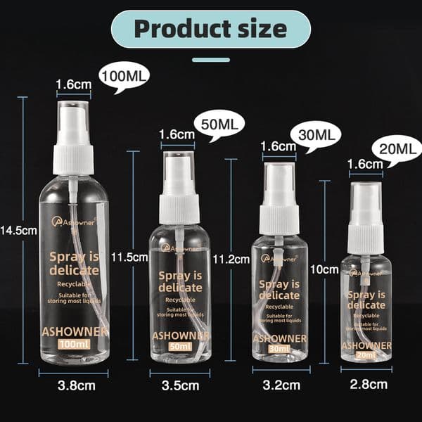 20/30/50/100ml Refillable Bottles Empty Spray Bottle Portable Travel Container Transparent Plastic Perfume Bottle Spray Atomizer