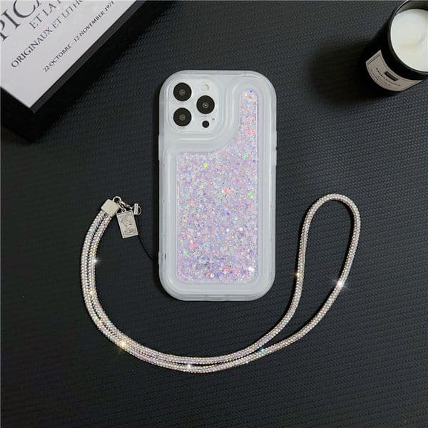 Crystal Lanyard Necklace Id Badge Mobile Phone Keychain Glitter Cord Strap Rhinestone Shiny Neck Strap Hanging Rope Phone Access