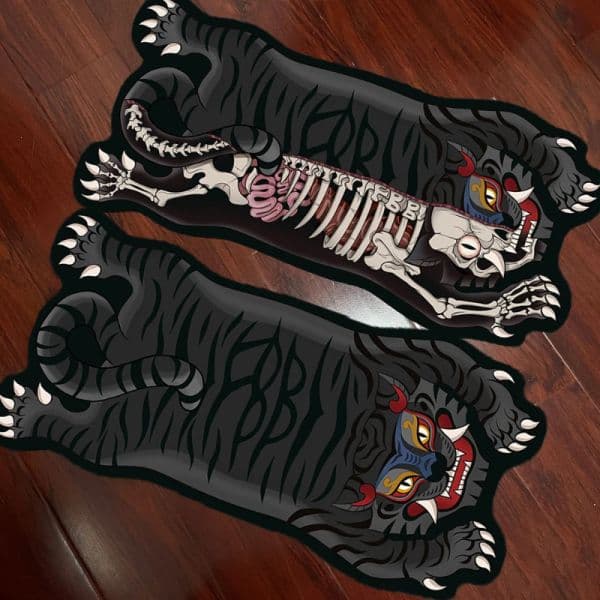 Tiger Art Abstract Mats Kitchen Anti-Fouling Water Absorbent Oil Absorbent Mat Bathroom Door Rugs PVC Faux Leather Drying Rug IG