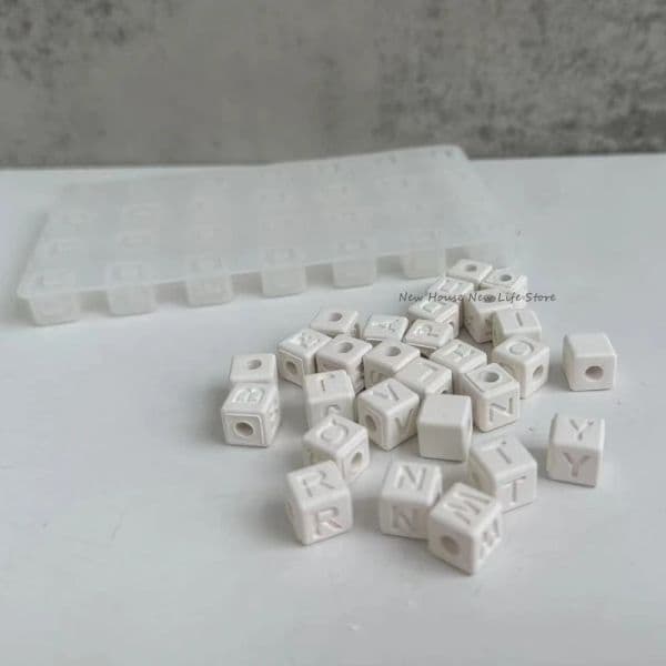 Letter Square Beads Silicone Mold Alphabet Bracelet Epoxy Resin Mold for DIY Necklace Jewelry Making Crafts Casting Mould