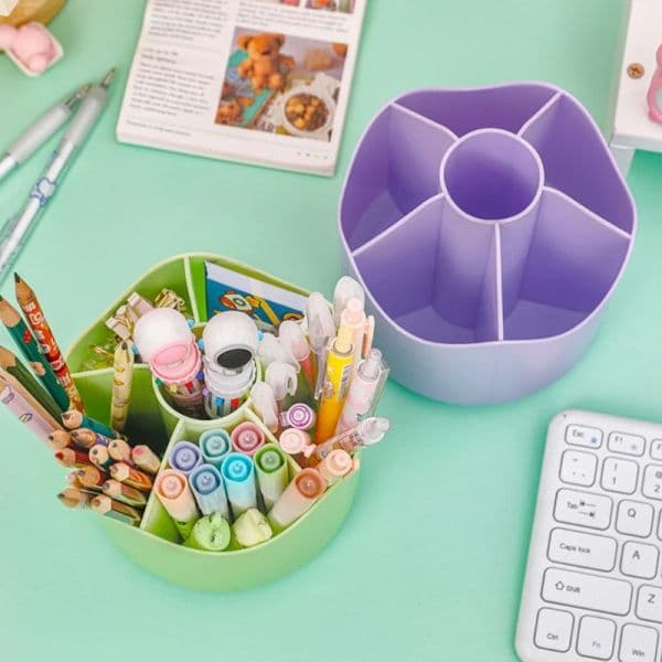 Large Capacity Pen Holder Rotating Stationery Organizer Pencil Pen Pot Desktop Organizer Pencil Cup Pot for Home Office