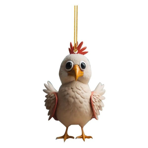 Christmas Creativity Animal Chicken Cock Carving Christmas Tree Pendant Acrylic Pendant