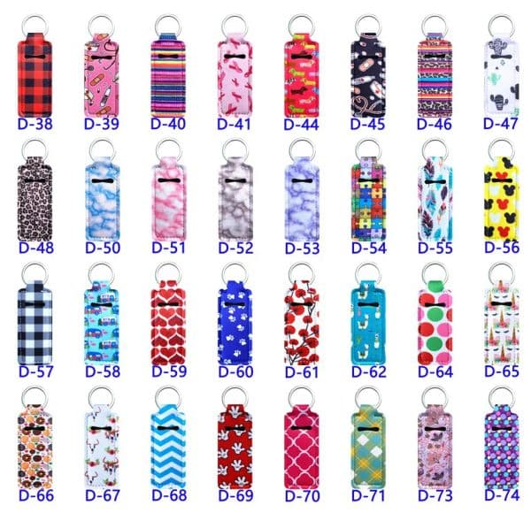 1pieces Chapstick Holder for Lipstick Keychain Lip Balm Holder Variegated Styles Floral Print Women Travel Makeup Accessories