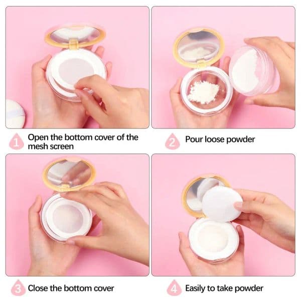 5g Cosmetic Container Powder Case Portable Travel Size Loose Powder Compact Container With Mirror Reusable