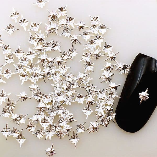 1000pcs/Pack Silver Gold Japan 3D Metal Nail Art Decorations Rhinestone Mini Stud Nail Tips Stickers Accessory Slice Flakes