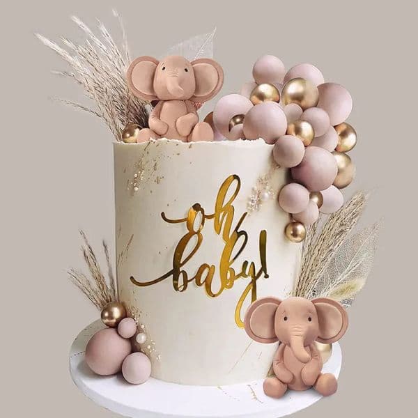 Pink new Blue Baby Elephant 2025 Cake Topper Set Cake Ball Decorations for First Birthday Baby Shower Cake Decorating Tools