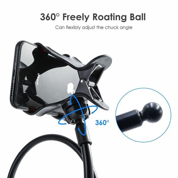 Lazy Phone Holder Flexible Gooseneck Mount Clamp Stand for 2025 iPhone Anroid Cellphone Bed Desk Phone Holder 360° Mobile Phone Clip