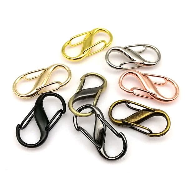 S Type Shape Double Buckle Key Ring Snap Clasp Trigger Hook for Repair Connect Shorten Leather Bag Shoulder Chain Strap Pendant