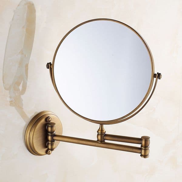 Antique copper 8 inch wall mounted install/desktop beauty mirror cosmetic mirror, Bedroom/bathroom double-sided mirror vintage