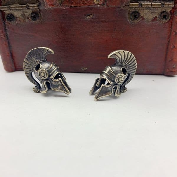 Brass Ancient Greece Spartan Warrior Scar Helmet Umbrella Rope Knife Bead Jewelry DIY Paracord Keyring Lanyard Pendant Accessory