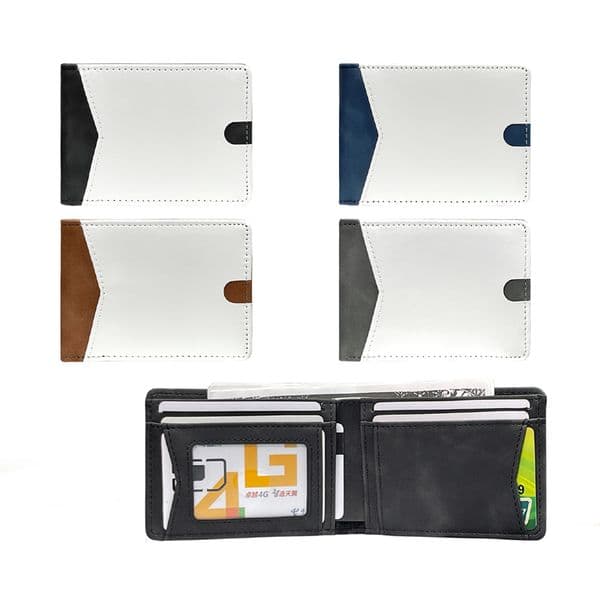DHL100pcs Wallets Sublimation DIY White Blank PU Geometry Printing Two Foldable Short Card Holder