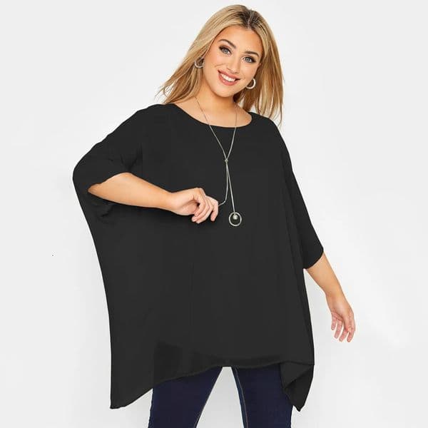 Plus Size Loose Batwing Sleeve Elegant Summer Cape Blouse Women 34 Casual Work Office Tunic Tops Large Clothing 7XL 240527