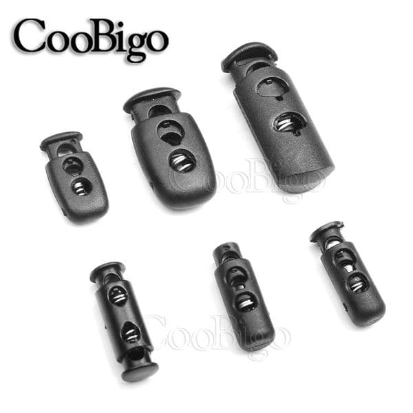 10pcs Plastic Spring Clasp Cord Lock Stopper End Toggle Clip Fastener for Clothes Shoes Lace Bungee Elastic Rope Lanyard Black
