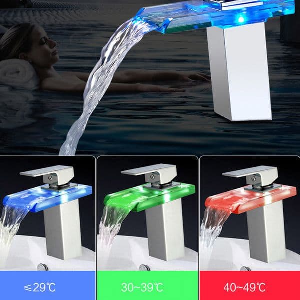 3 water color Copper Chrome Waterfall Bathroom Faucet Bathroom Basin Hot and Cold Mixer Brass Lavatory Tap torneira