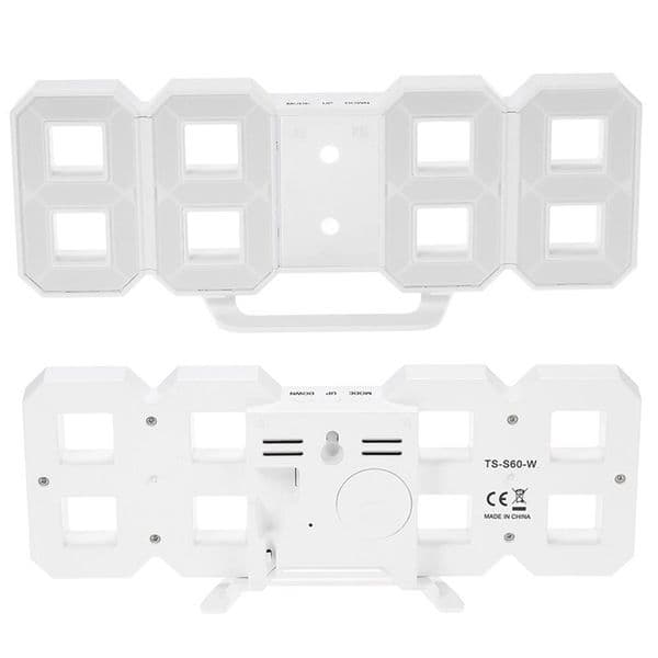 MOSEKO Electronic LED Digital Alarm Clock Modern Wall Desk Table 3D Clock with Dimmable Nightlight, Snooze, Auto Memory