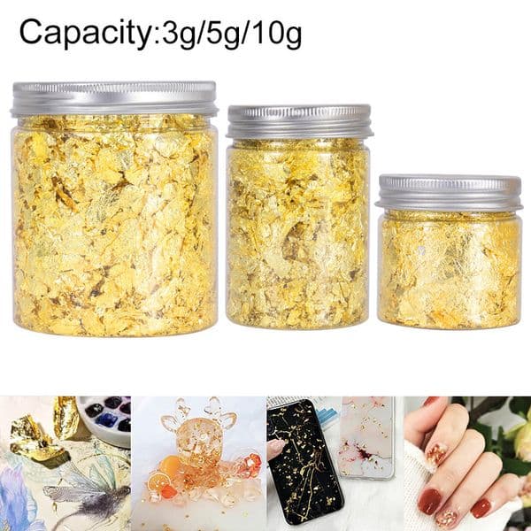 10g Gold Leaf Gold Flakes for Nail Decorations Painting Arts Crafts Gliding Gold&Silver Rose Gold Foil Fragments Craft Paper