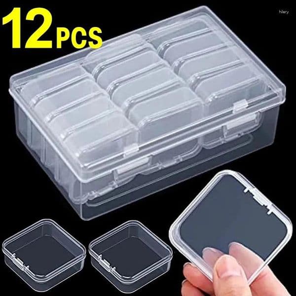 Mini Rectangle Transparent Plastic Jewelry Container Packaging Organizer Case For Beads Earrings