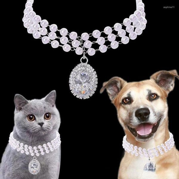 Dog Apparel Super Flash Dan-shaped Zirconia Pet Supplies And Cat Chain Rhinestone Pearl Jewellery High Grade Collar Adjustable