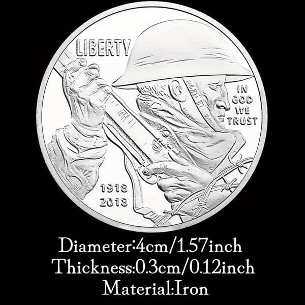 The Centenary of The First World War(1918-2018) Souvenir Silvey Plated Coin Military Fans Collectible Coin Commemorative Coin