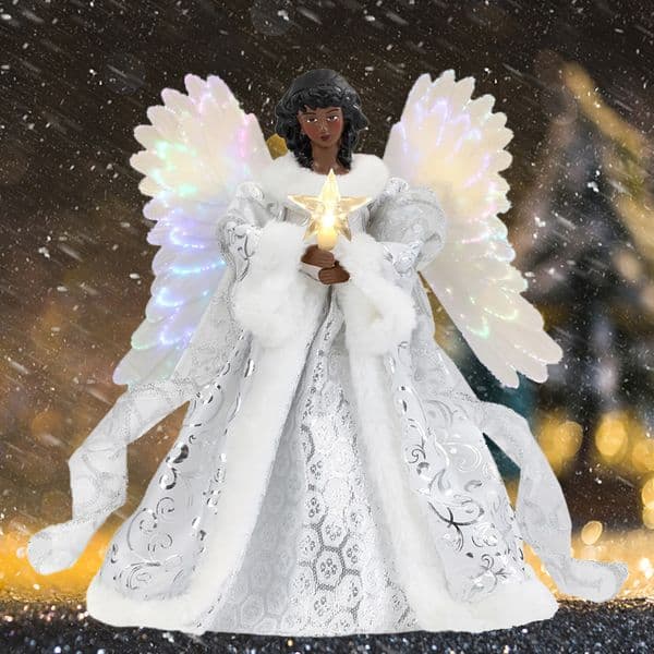 Angel Tree Topper Pendant Christmas Angel Decoration with Lights Lighted Tree Topper Ornament for Xmas Holiday Party Decoration