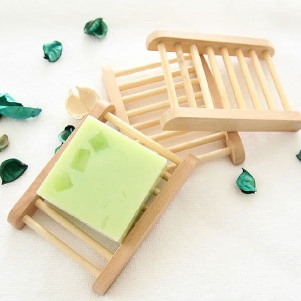 New 1PCS Natural Eco Friendly Bamboo Dishes Tray Holder Rack Plate Portable Bathroom Soap Dish Storage Box