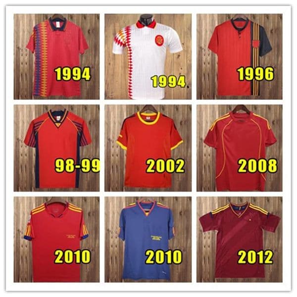 2010 Spain retro soccer Jerseys 1996 2002 08 12 18 Camiseta de futbol RAUL XAVI Hierro LUIS ENRIQUE ALONSO Caminero Iniesta PUYOL PIQUE TORRES Guerrero Guardiola 88