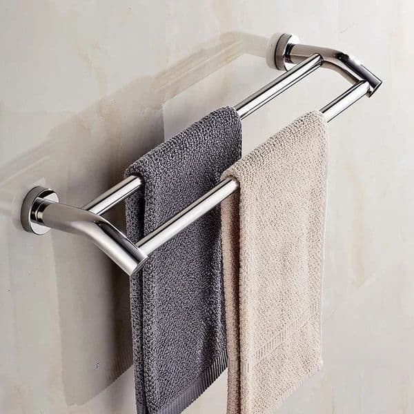 40/50/60cm wall mounted double towel rack el rail stainless steel bathroom storage rack towel rack bathroom bracket 241125