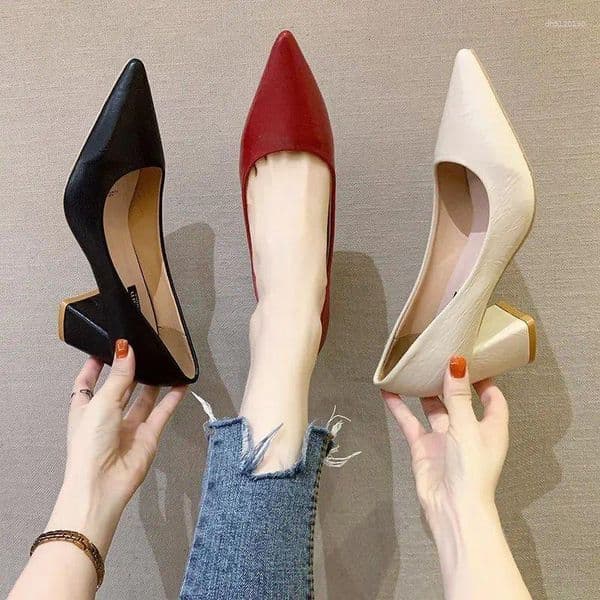 Dress Shoes Ladies Summer Footwear Pointed Toe For Women 2024 Red On Heeled Beau Today Office High Heels Pumps 39 Chic Point Offer