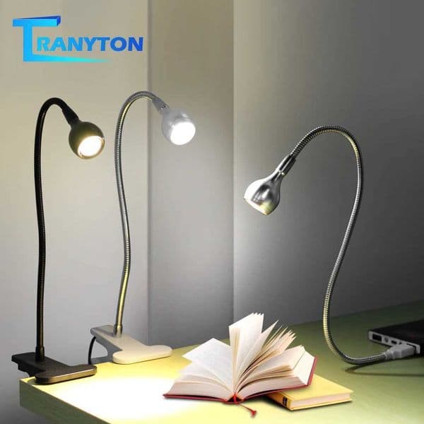 USB Power Clip Holder LED Book Light Desk Lamp 1W Flexible LED Reading Book Lamp Switch On/Off Table Lamp for Bedroom Study Room Z241130