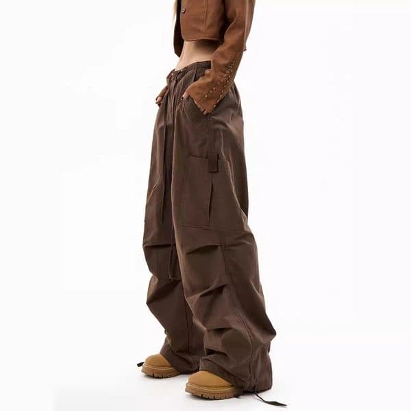 Fashion Sexy Loose With Pockets Jogger Sweatpants Y2k 90s Straight Streetwear Vintage Black Low Waist Womens Cargo Pants 0820 H260209