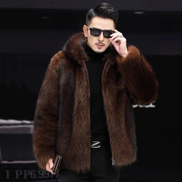 y Winter Warm Faux Fur Coat Men Hooded Thick Jacket Plus Size ed Zipper ner Mens Clothing Slim 241202