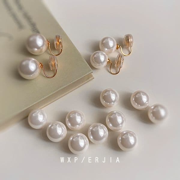 X0120 Pearl ~ Mosquito coil ear clip plate 18K plated temperament high-end painless non-pierced earrings earrings