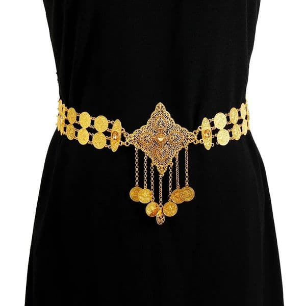 Ethnic Style Vintage Waist Chain For Women Bohemian Coin Tassels Belly Chain Waistband Dance Clothing Accessories Jewelry 241202