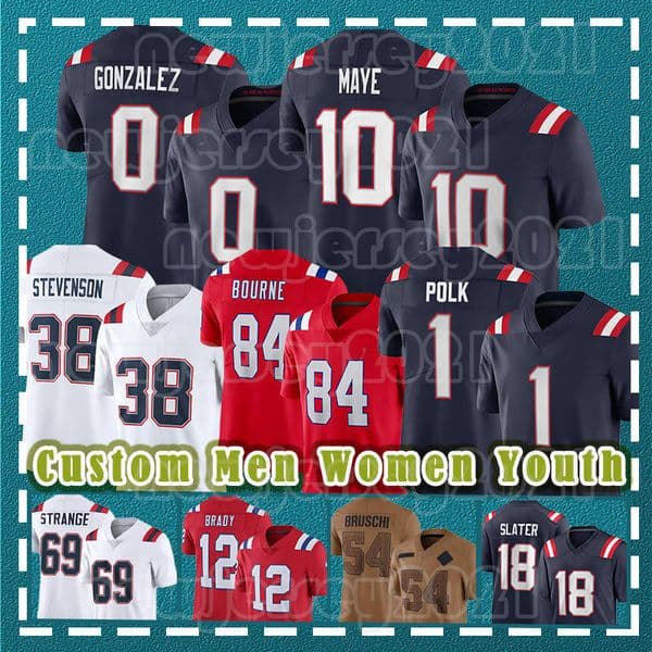 0 Christian Gonzalez 10 Drake Maye Football Jersey 84 Kendrick Bourne 38 Rhamondre Stevenson 12 Tom Brady Tedy Bruschi Keion White Cole Strange David Andrews Slater